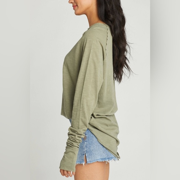 NWT Free People Washed Arden Cotton T-Shirt Silver Feather - Picture 2 of 5